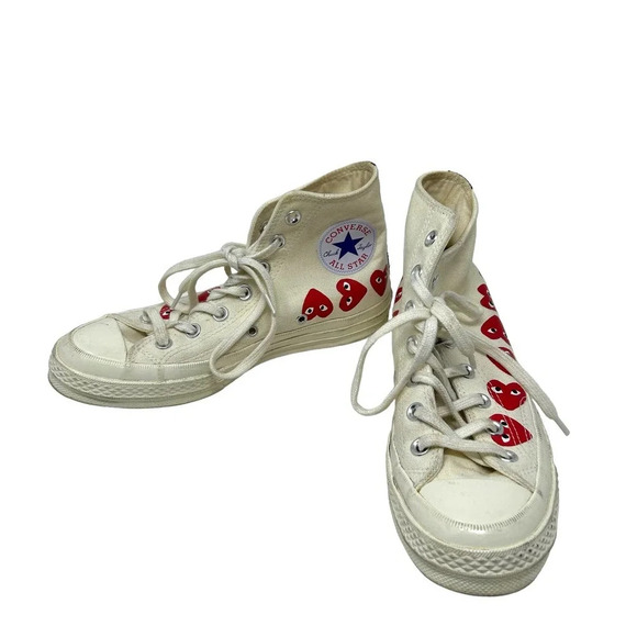 Comme Des Garçons Play x‎ Converse Chuck 70 Hi Multi Hearts Sneakers Size 5 - Picture 4 of 8